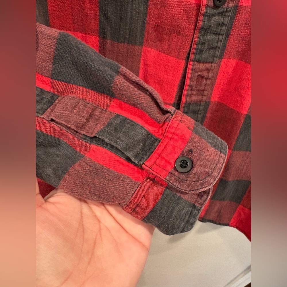 Vintage Y2K Men’s Levi’s Size L Plaid Flannel Shirt Red Black Grunge Style EUC - Picture 6 of 9